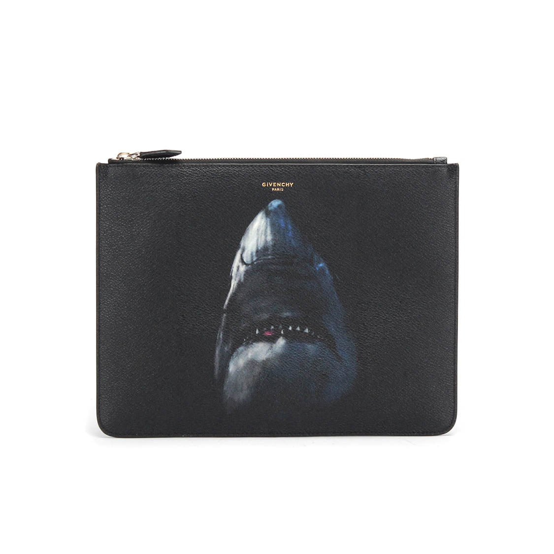 Shark Print Leather Clutch Bag