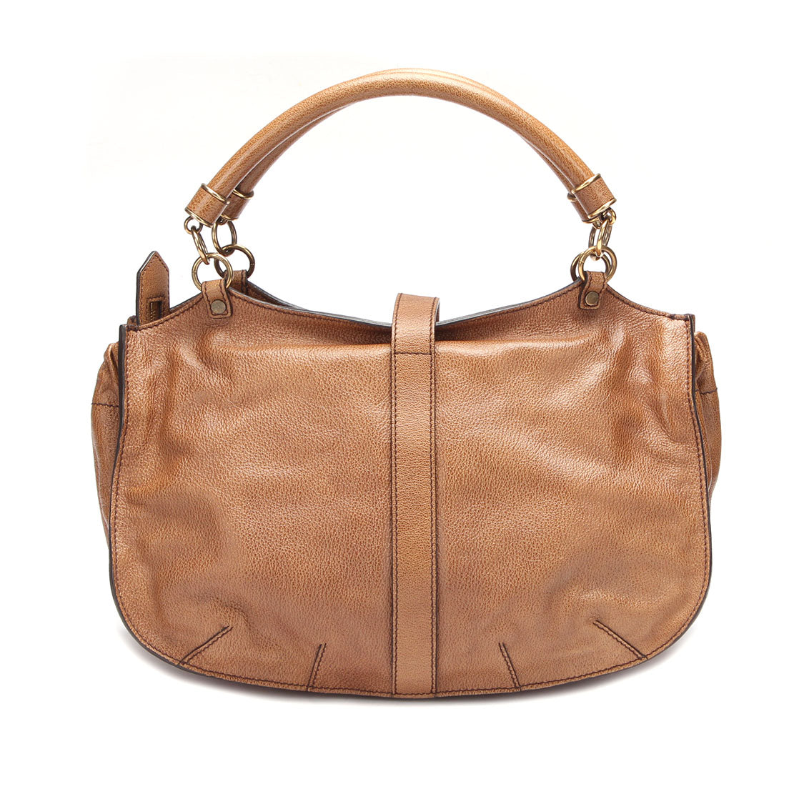 Turn Lock Leather Handbag