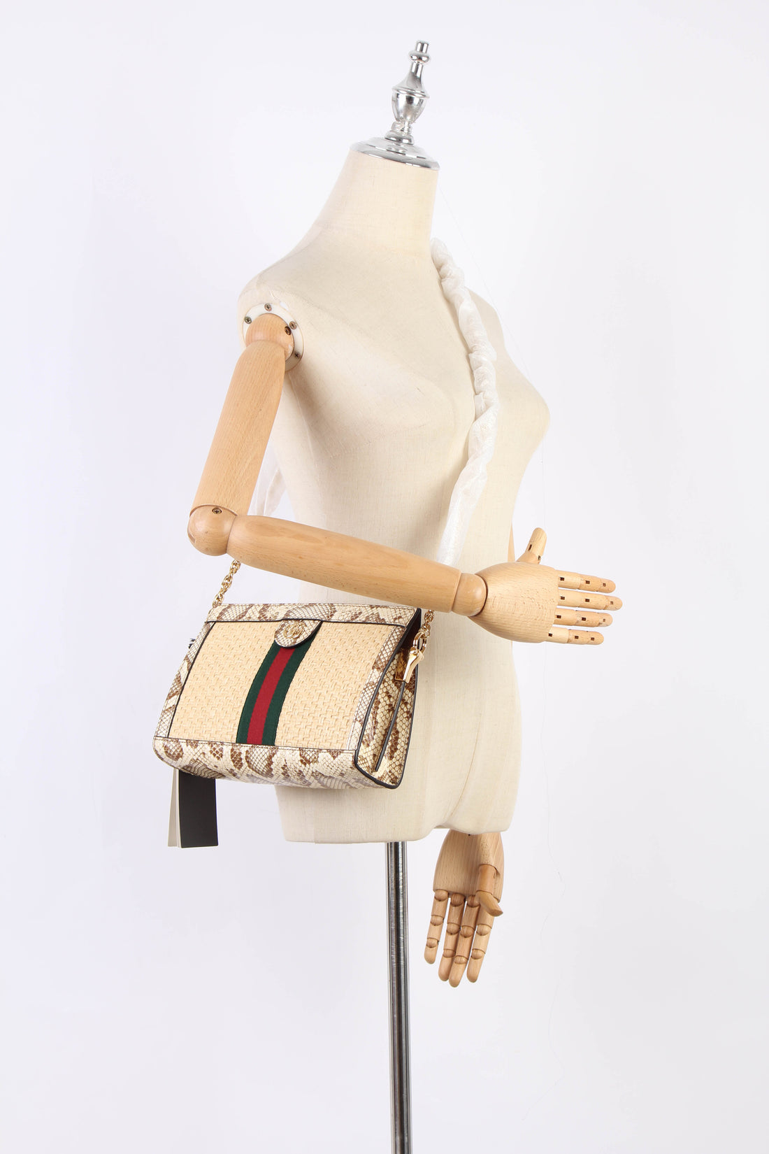 Small Ophidia Raffia Crossbody Bag 503877