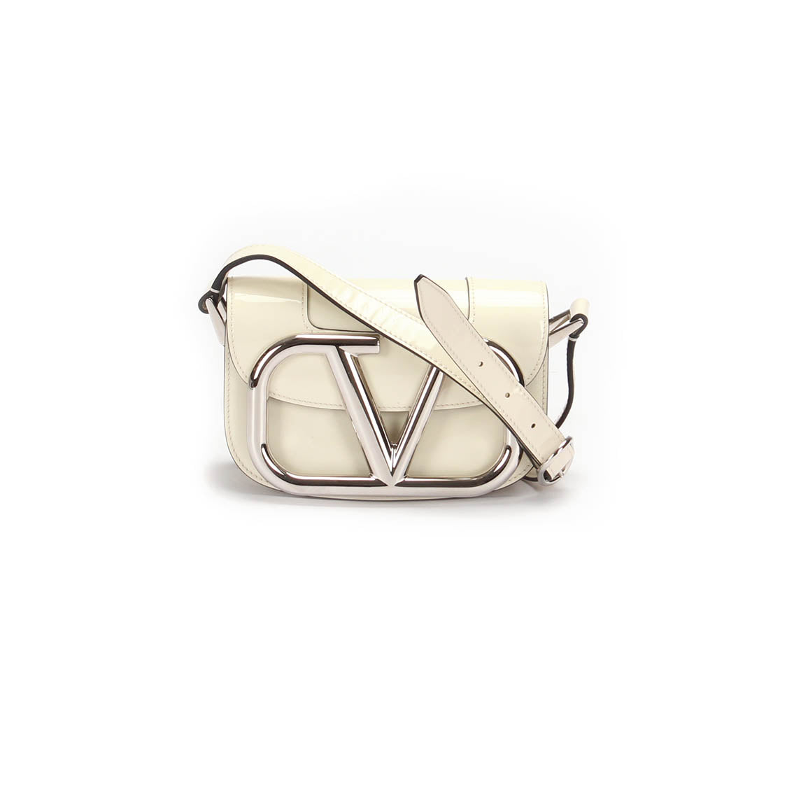 Leather V Logo Shoulder Bag