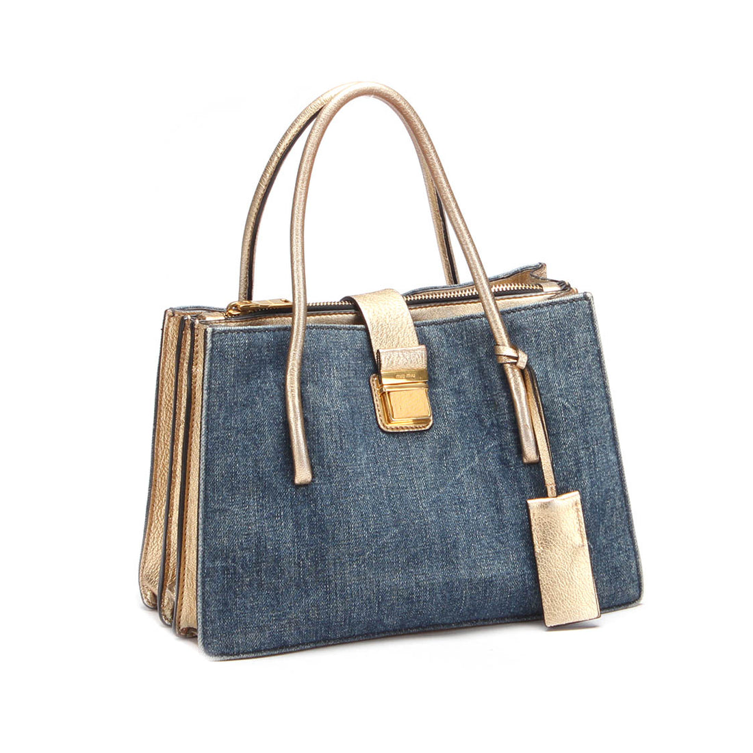 Denim Pushlock Tote Bag