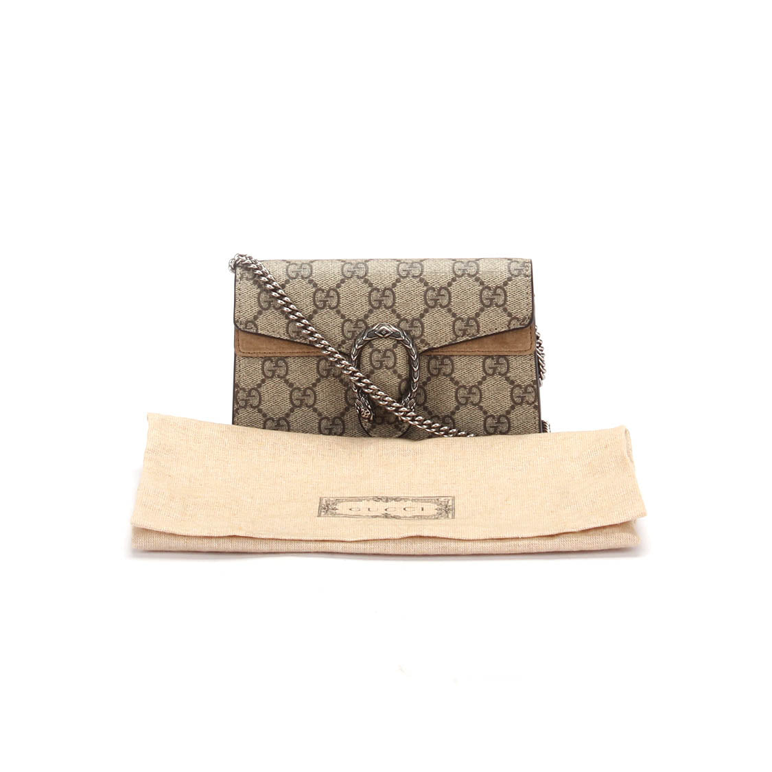 Gucci Dionysus Super Mini GG Supreme Canvas Crossbody Bag Taupe 476432