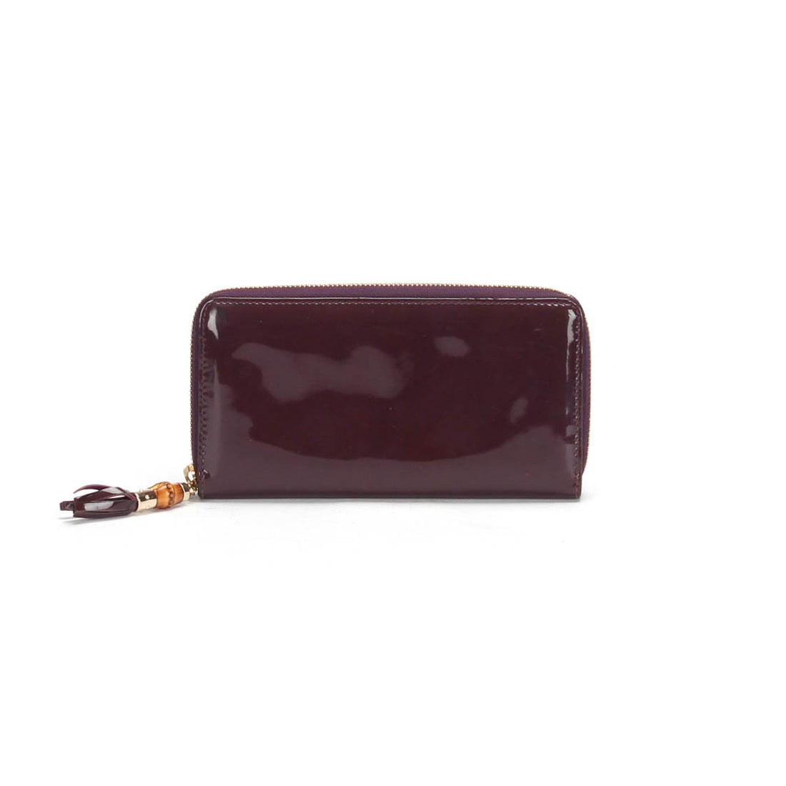 Patent Leather Bamboo Zip Wallet