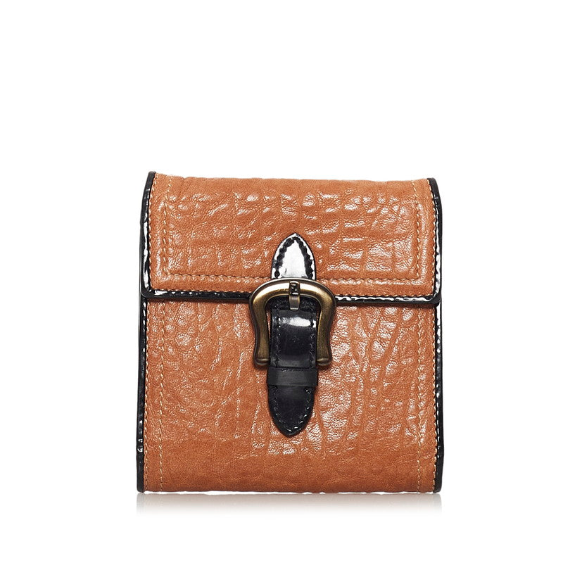 Buckle Detail Leather Wallet