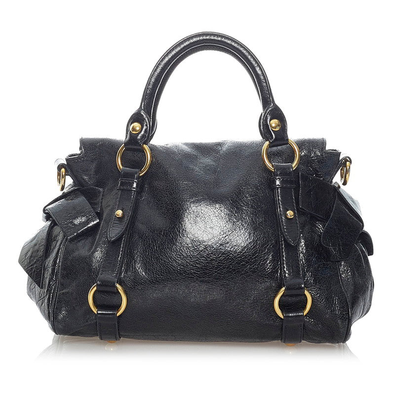 Vitello Lux Leather Bow Handbag RT0438