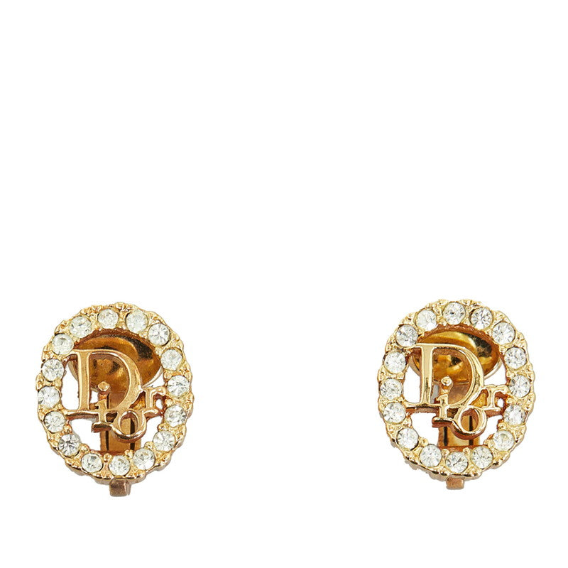 Logo Rhinestone Clip On Earrings