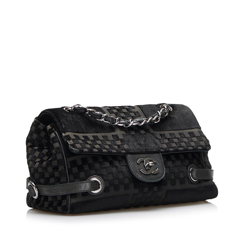 Checkered Velvet Flap Bag
