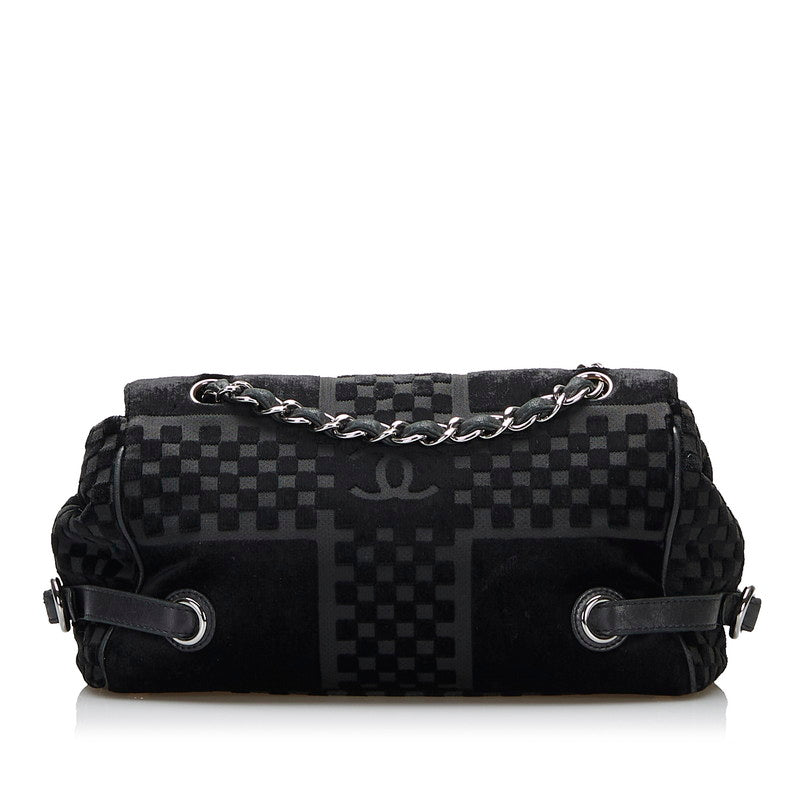 Checkered Velvet Flap Bag