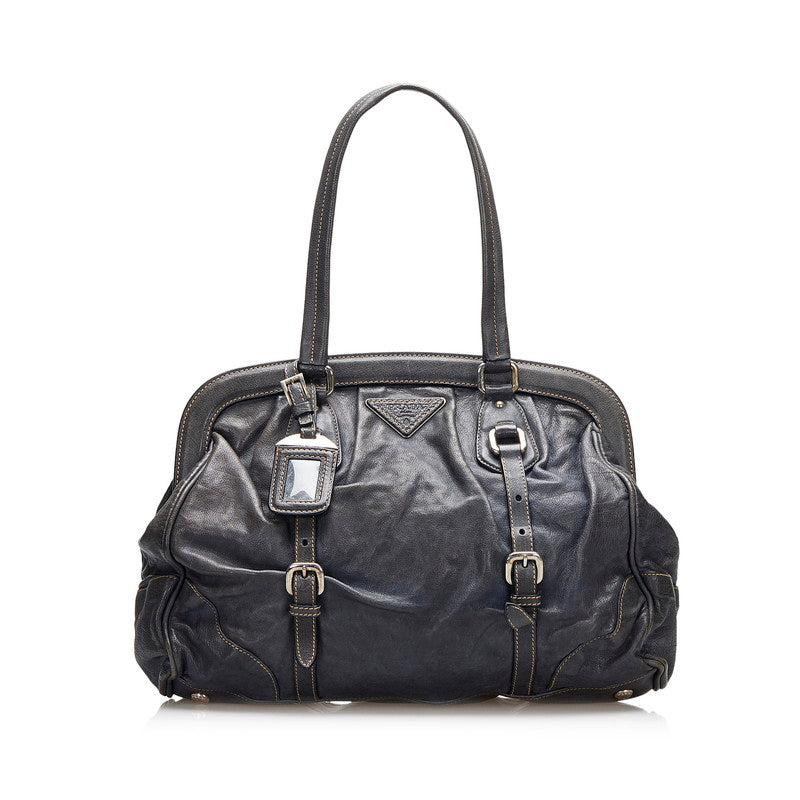 Prada Vitello Daino Frame Bag Leather Handbag BR3680 in Good condition