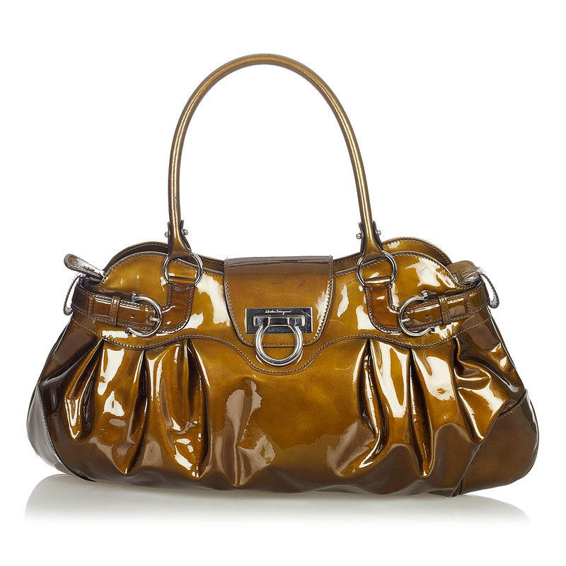 Gancini Marisa Patent Leather Shoulder Bag
