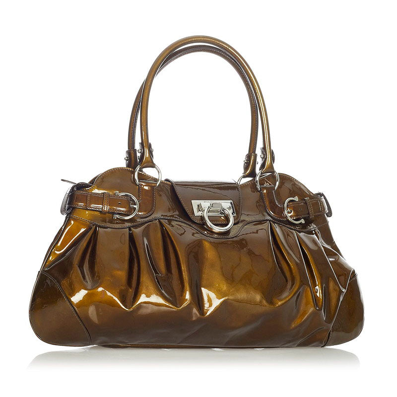 Gancini Marisa Patent Leather Shourdle Bag