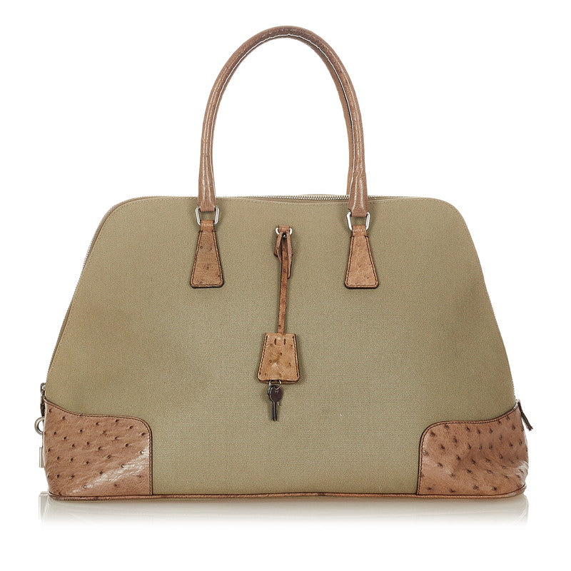 Canapa Ostrich-Trimmed Handbag
