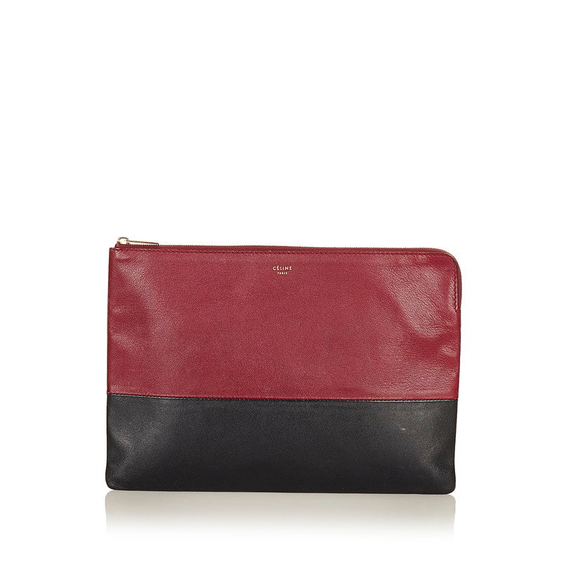 Bicolor Leather Clutch