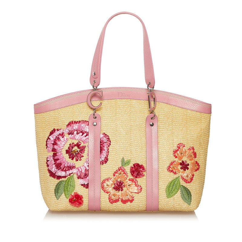 Dior Limited Edition Raffia Flowers Tote Bag
