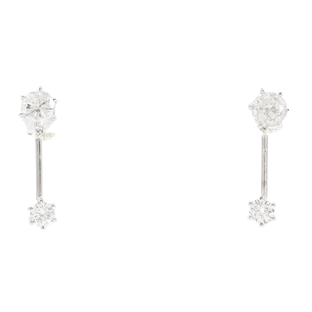 [LuxUness] Platinum Diamond Drop Earrings Metal Earrings in Good condition