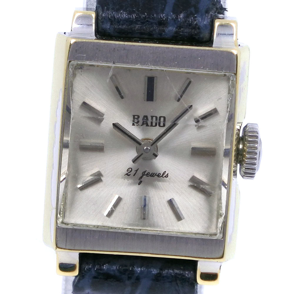 Rado Stainless Steel and Leather Wristwatch with 21 Stones, Cal. 203, Hand-Wound, Silver Dials, Ladies, Swiss Made [Used, B-Rank]