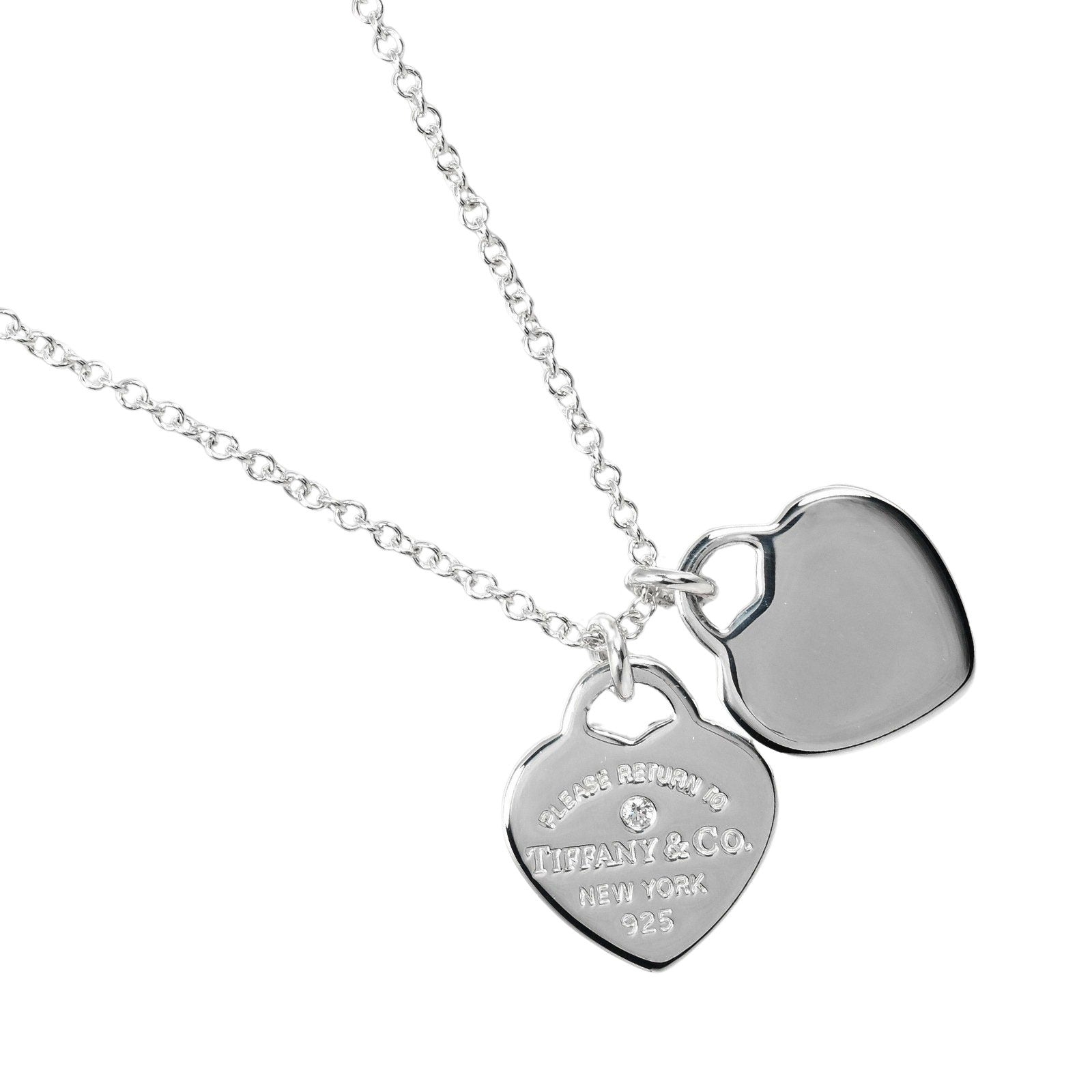 Double Heart Tag Pendant Necklace