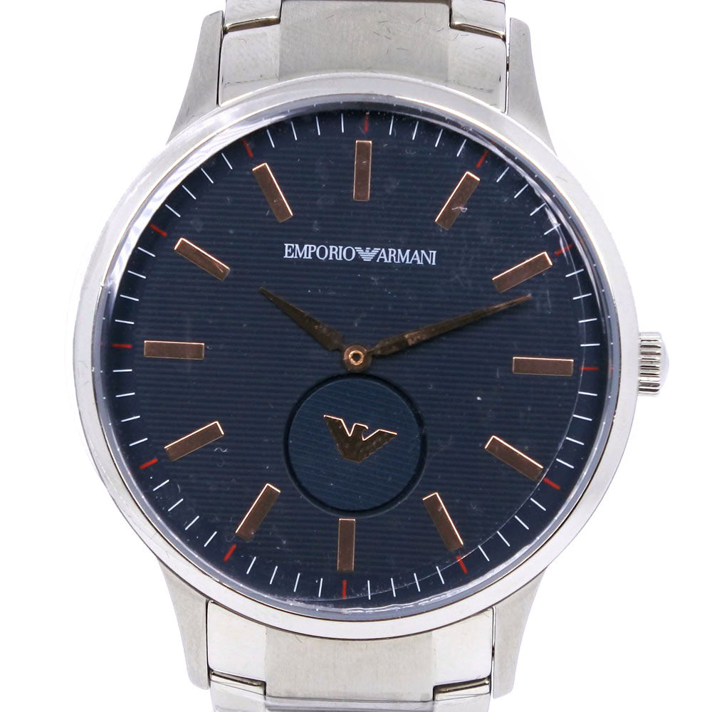 Emporio Armani  Emporio Armani Renato Men's Wristwatch AR-11137, Stainless Steel, Silver Small Second Quartz, Navy Blue Dial, Made in Italy [Pre-owned] Graded A Metal Quartz AR-11137 in Excellent condition