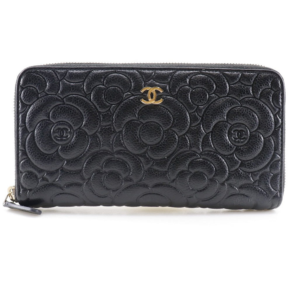 CC Camellia Embossed Zip Around Wallet A82281
