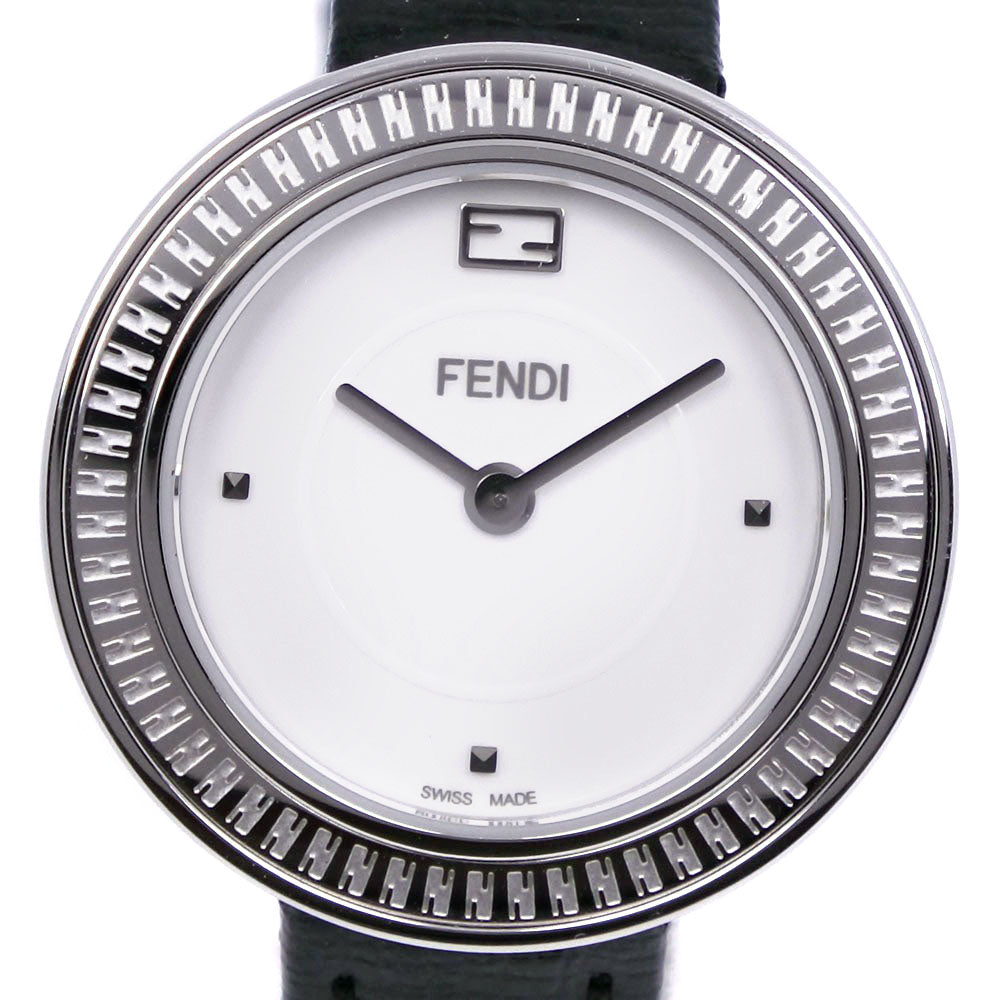 Fendi My Way Ladies Wristwatch, Black, Stainless Steel & Leather, Swiss Made, Quartz, White Dial, 35000S【Used】A-Rank 35000S