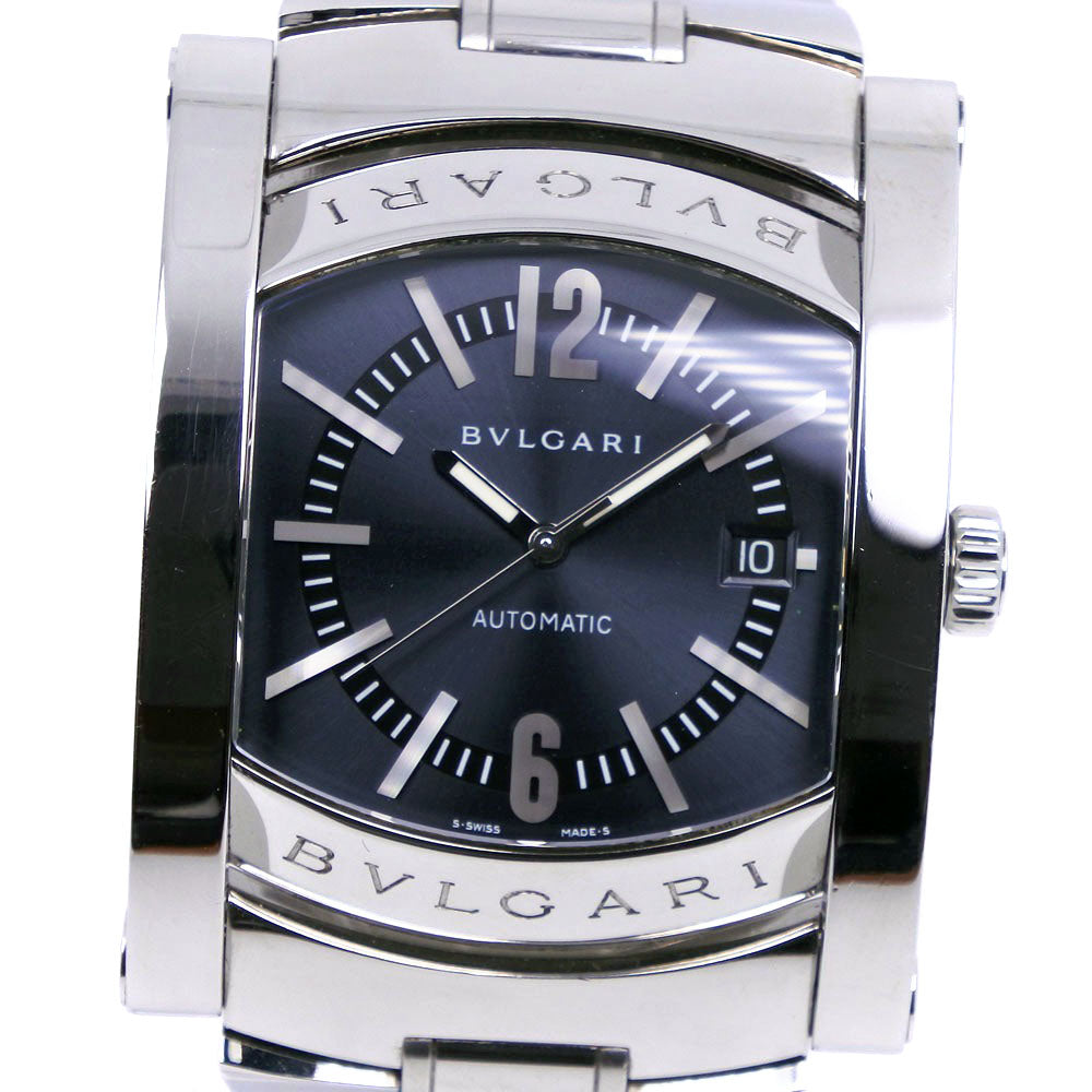 Bvlgari Assioma Men's Wristwatch, Silver, Stainless Steel, Swiss Made, Automatic, Navy Dial, AA48S【Used】A-Rank AA48S