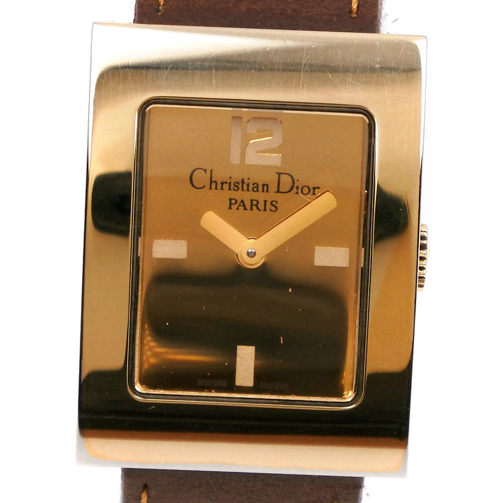 Dior  Dior Maris Ladies Wristwatch, Brown, Gold Plated & Leather, Swiss Made, Quartz, Gold Dial, D78-159【Used】 Metal Quartz D78-159 in Fair condition