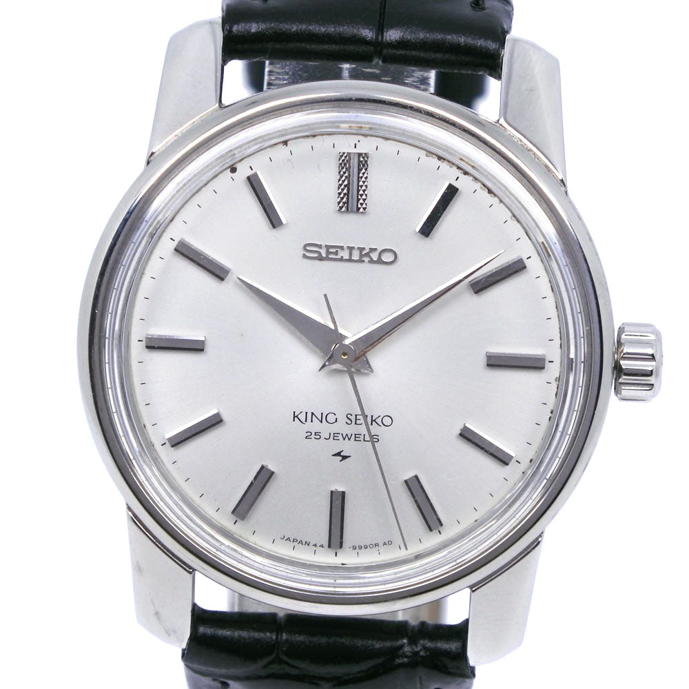 Seiko  Seiko King Seiko Second Model SEIKO Medallion cal.44A 44-9990 Men's Wristwatch - Stainless Steel x Leather, Japanese-Made, Black, Manual Winding, Silver Dial [Used] Metal Other 44-9990 in Fair condition