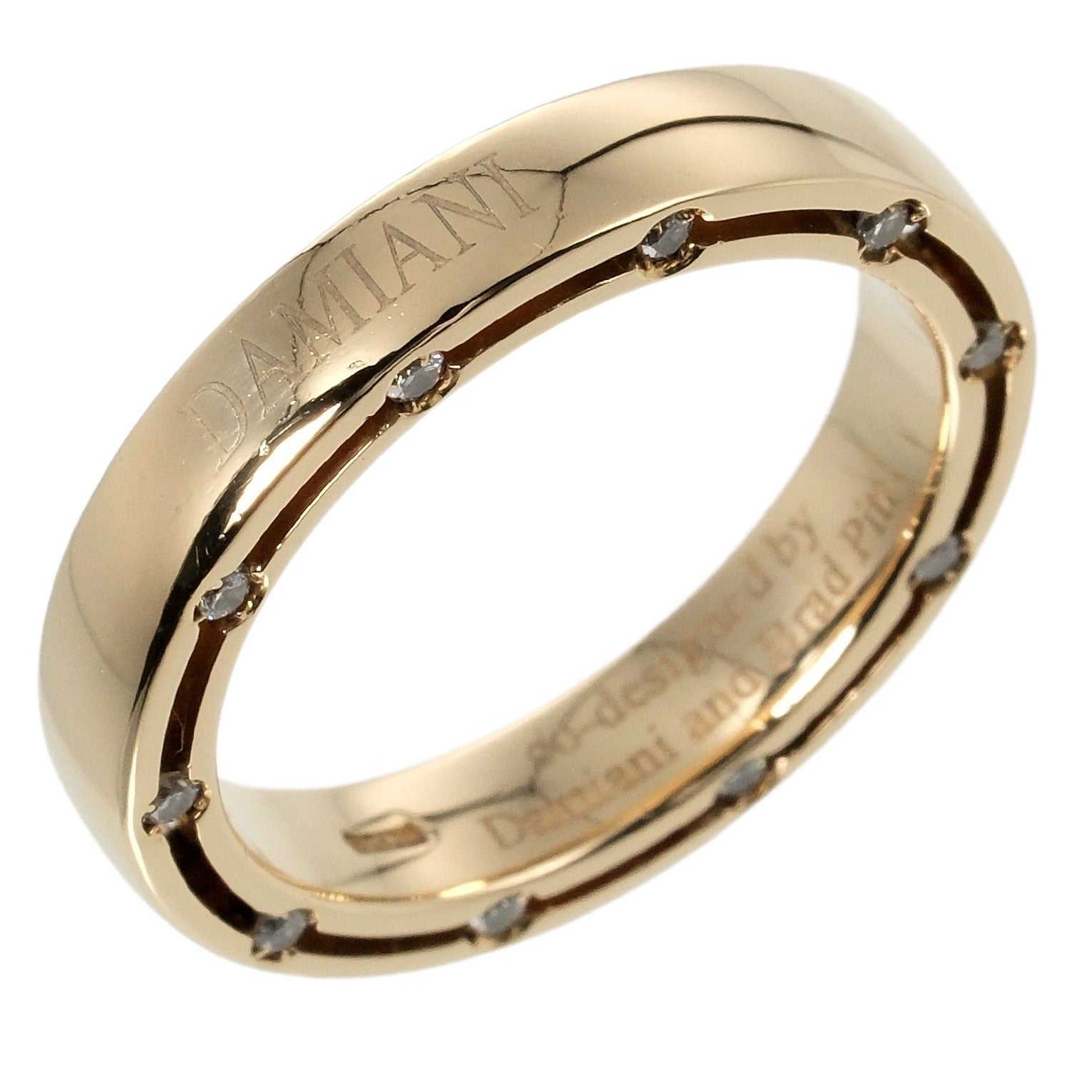 Damiani D-Side Ring, Size 10.5, 20P Diamond, 5.69g, K18 Yellow Gold, Damiani, Preloved, A+ grade
