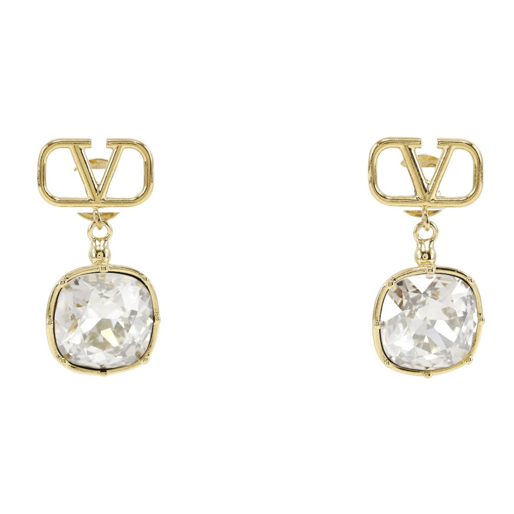 Valentino V Logo Drop Crystal Earrings Metal Earrings in Good condition