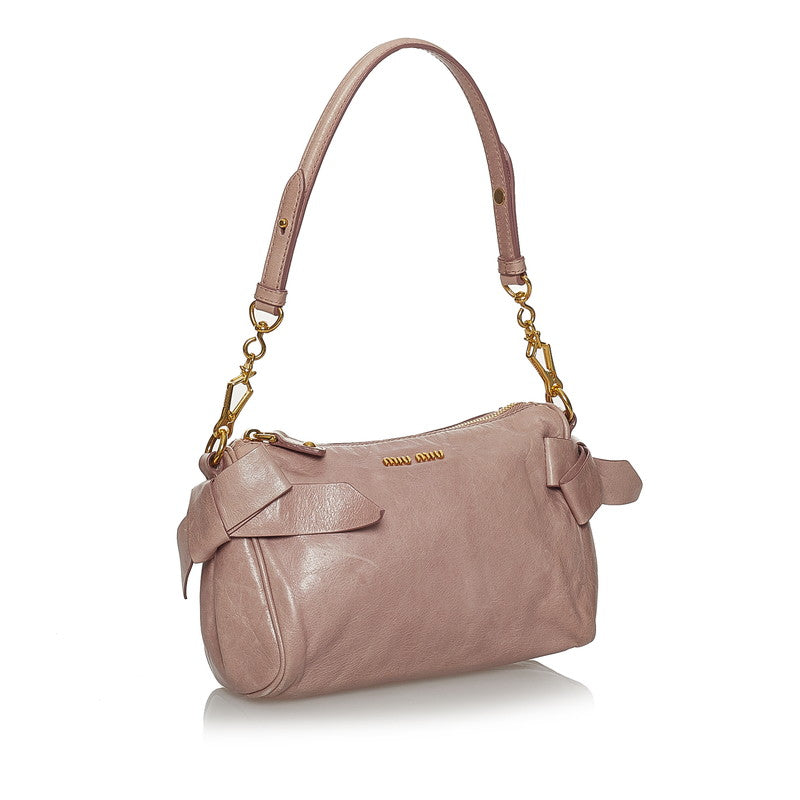 Bow Detail Leather Handbag