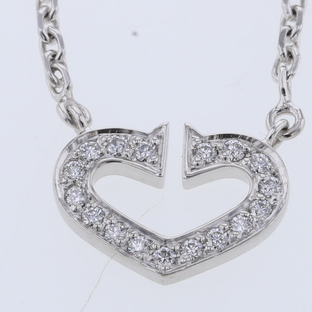 C Heart 17P Diamond Pendant Necklace