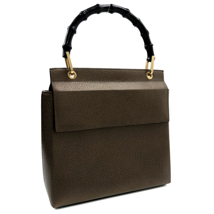 Leather Bamboo Flap Handbag 001 3444