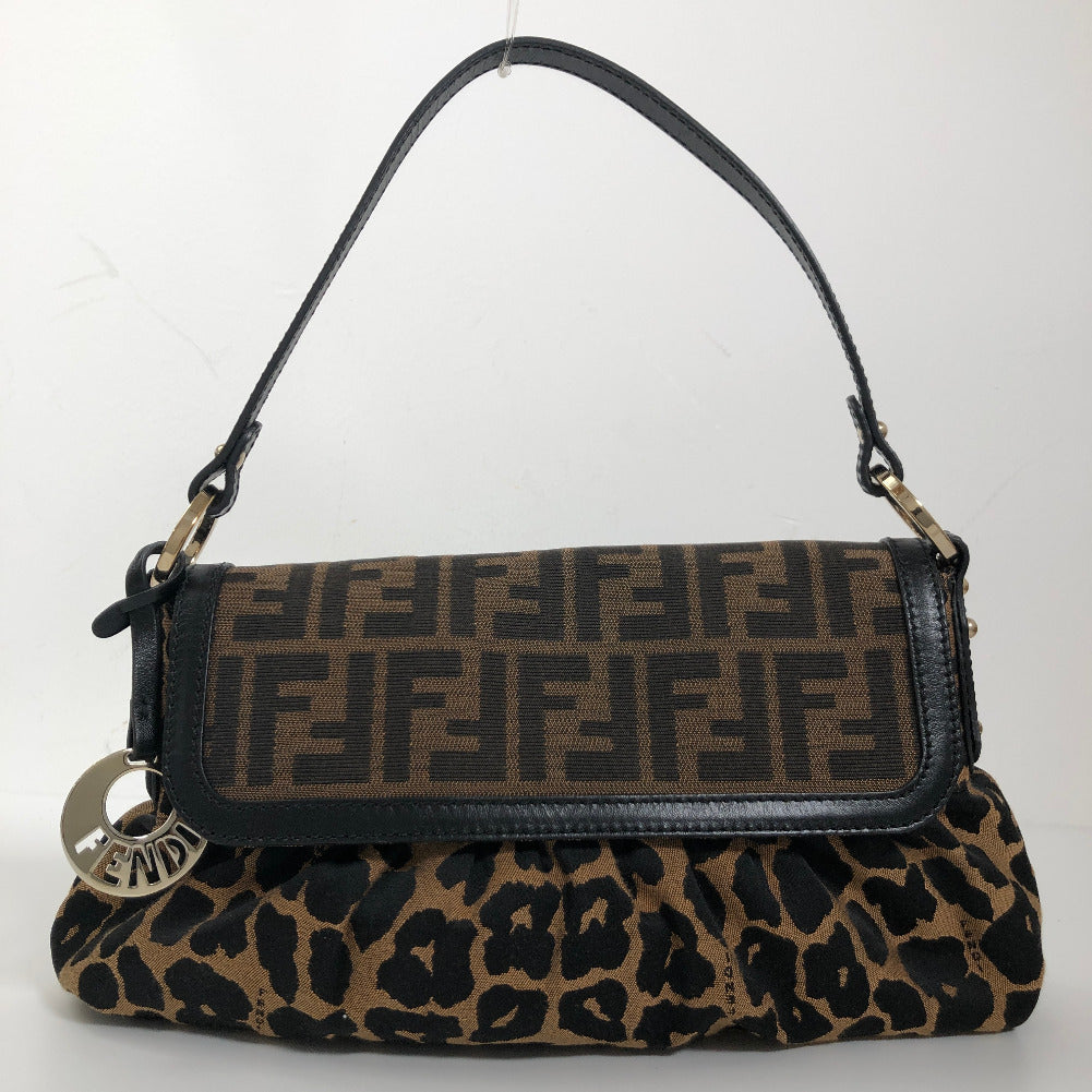 Leopard Print Zucca Canvas Shoulder Bag 8BR445