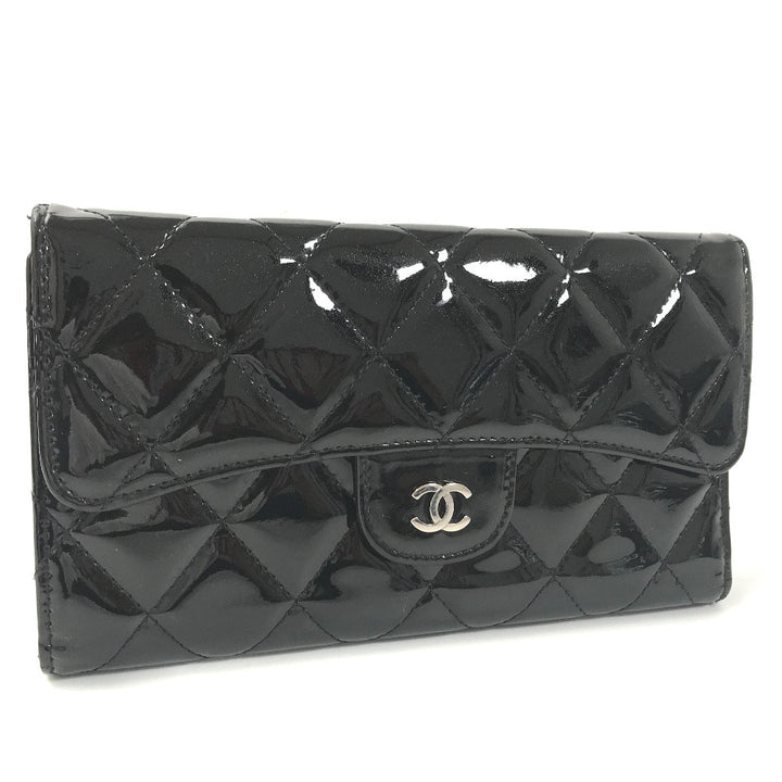 CC Quilted Patent Leather Trifold Wallet