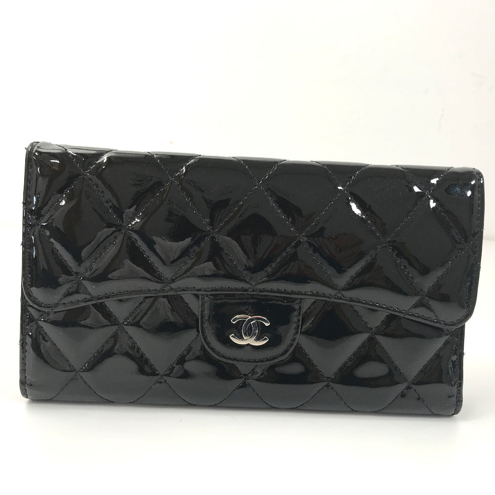 CC Quilted Patent Leather Trifold Wallet