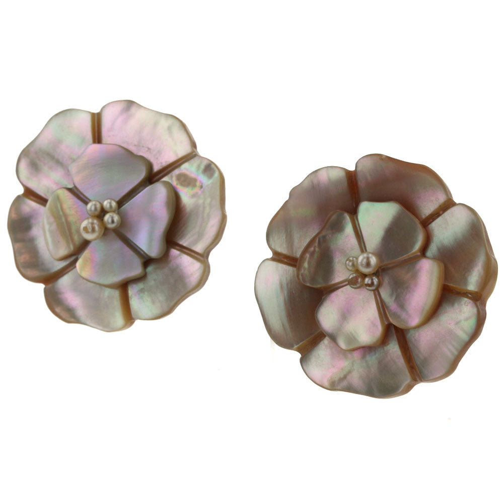Shell Camellia Flower Earrings