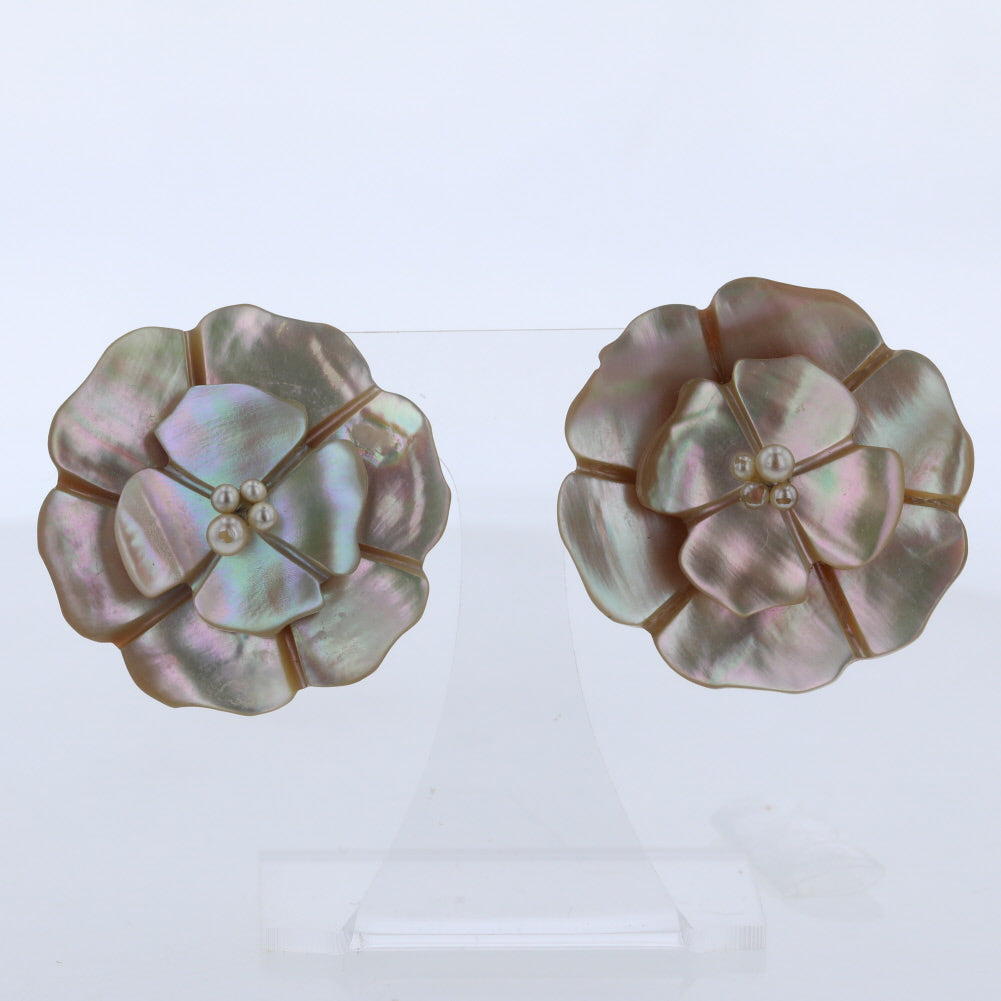 Shell Camellia Flower Earrings