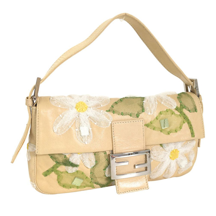 Floral Embroidered Leather Mamma Baguette