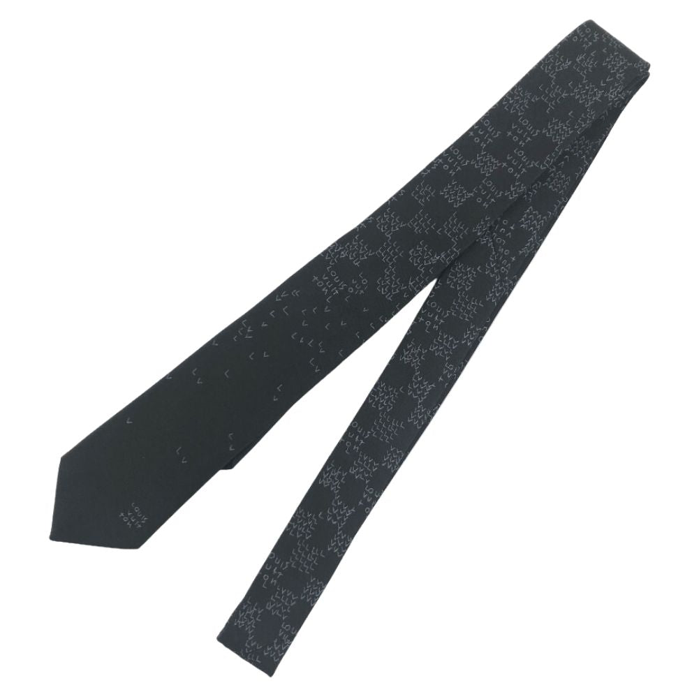 Louis Vuitton Damier Spread Silk Necktie MP3352 Black Cotton ref