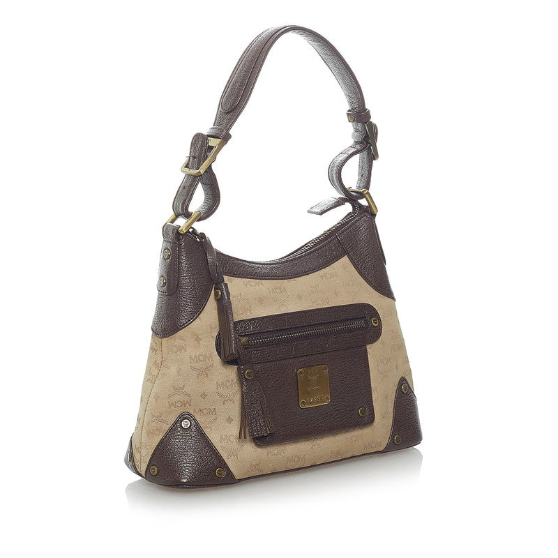 Leather Trimmed Visetos Handbag