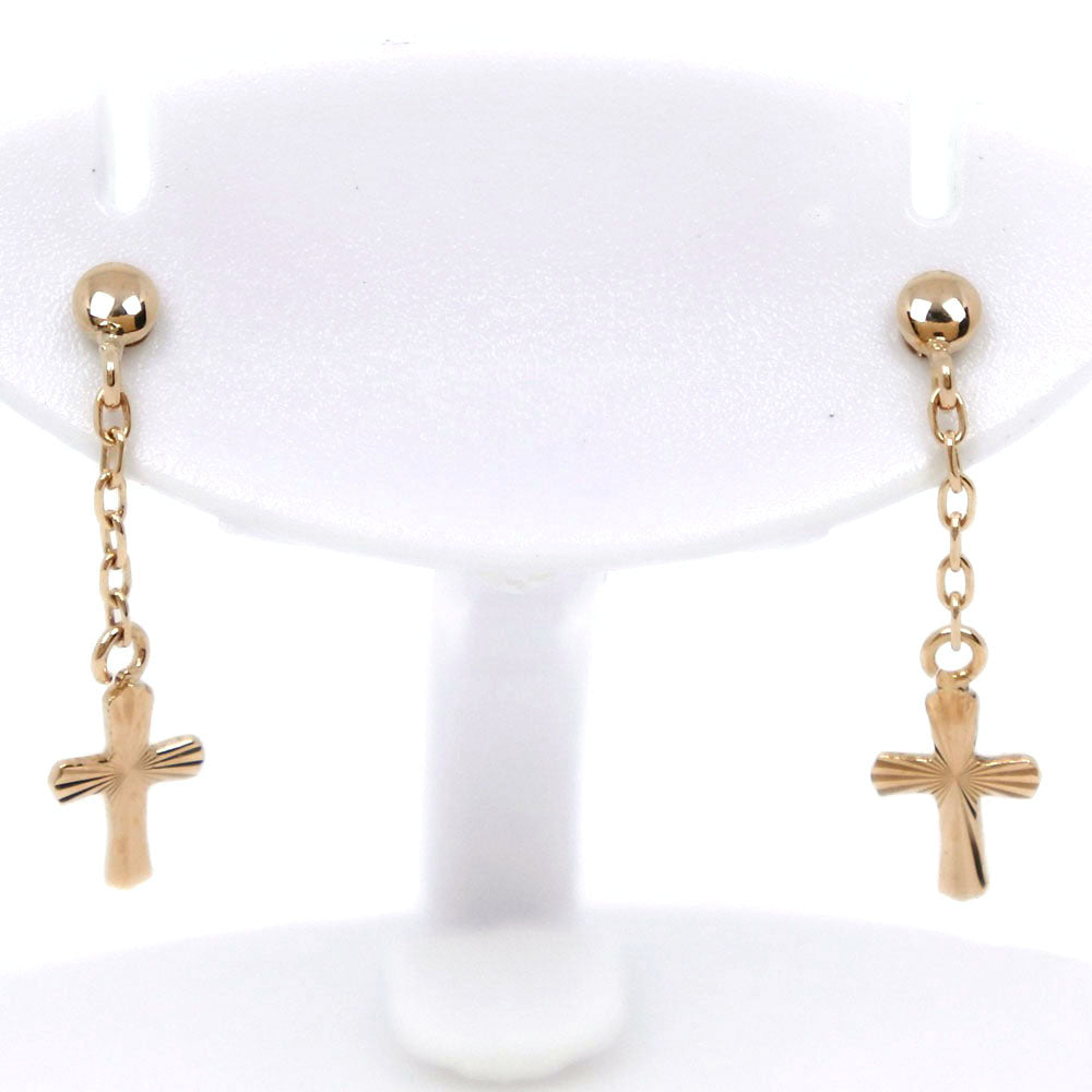 [LuxUness]  Cross Motif Earrings, K18 Yellow Gold, Women's A+ Grade (used) Metal Earrings in Excellent condition