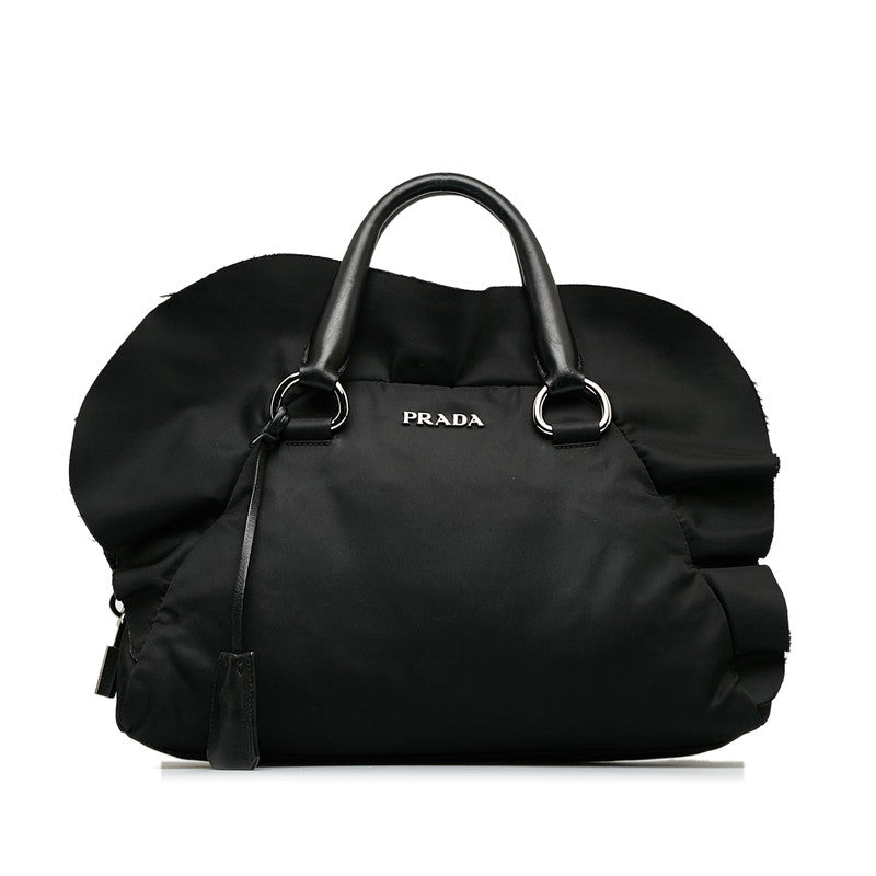 Prada Tessuto Ruffle Handbag Canvas Handbag BL0546 in Good condition