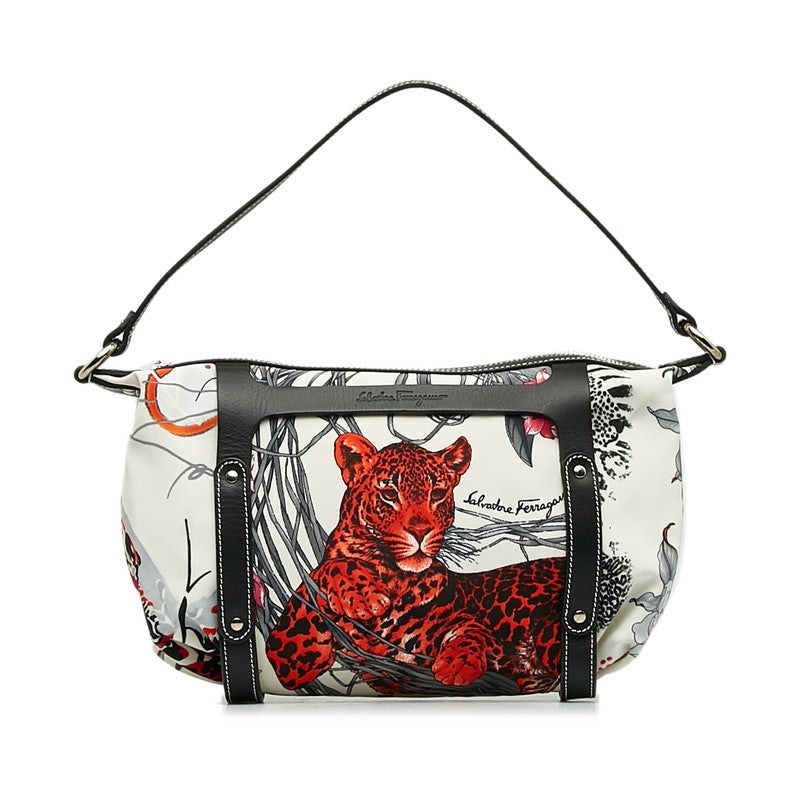 Salvatore Ferragamo Leopard Print Nylon Handbag Canvas Handbag AU-22 6192 in Excellent condition