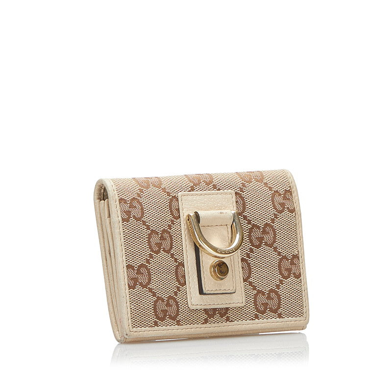 Gucci GG Canvas Abbey D-Ring Card Holder Canvas Card Case 141417 in Good condition