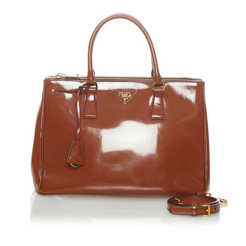 Patent Leather Double Zip Galleria Handbag