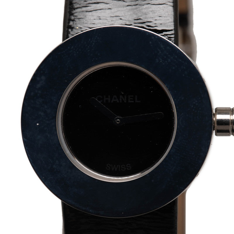 Chanel La Rondo H0579 Ladies Quartz Watch, Patent Leather & Stainless Steel, Black Dial [Pre-Owned] H0579