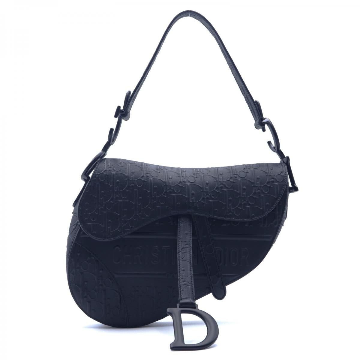 Oblique Embossed Calfskin Saddle Bag