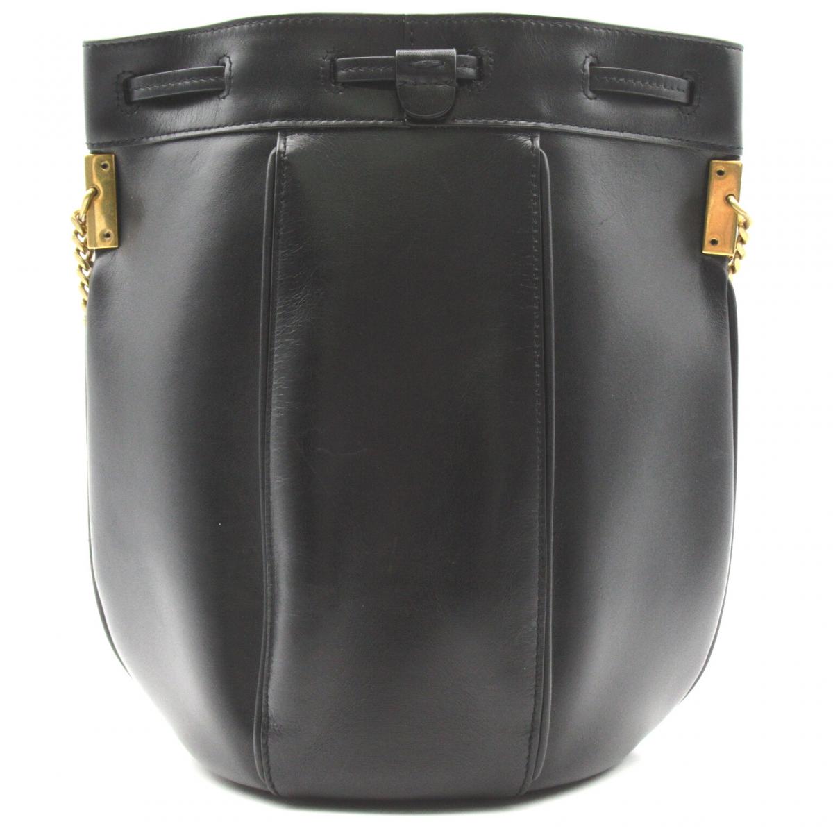 Chain Strap Leather Bucket Bag