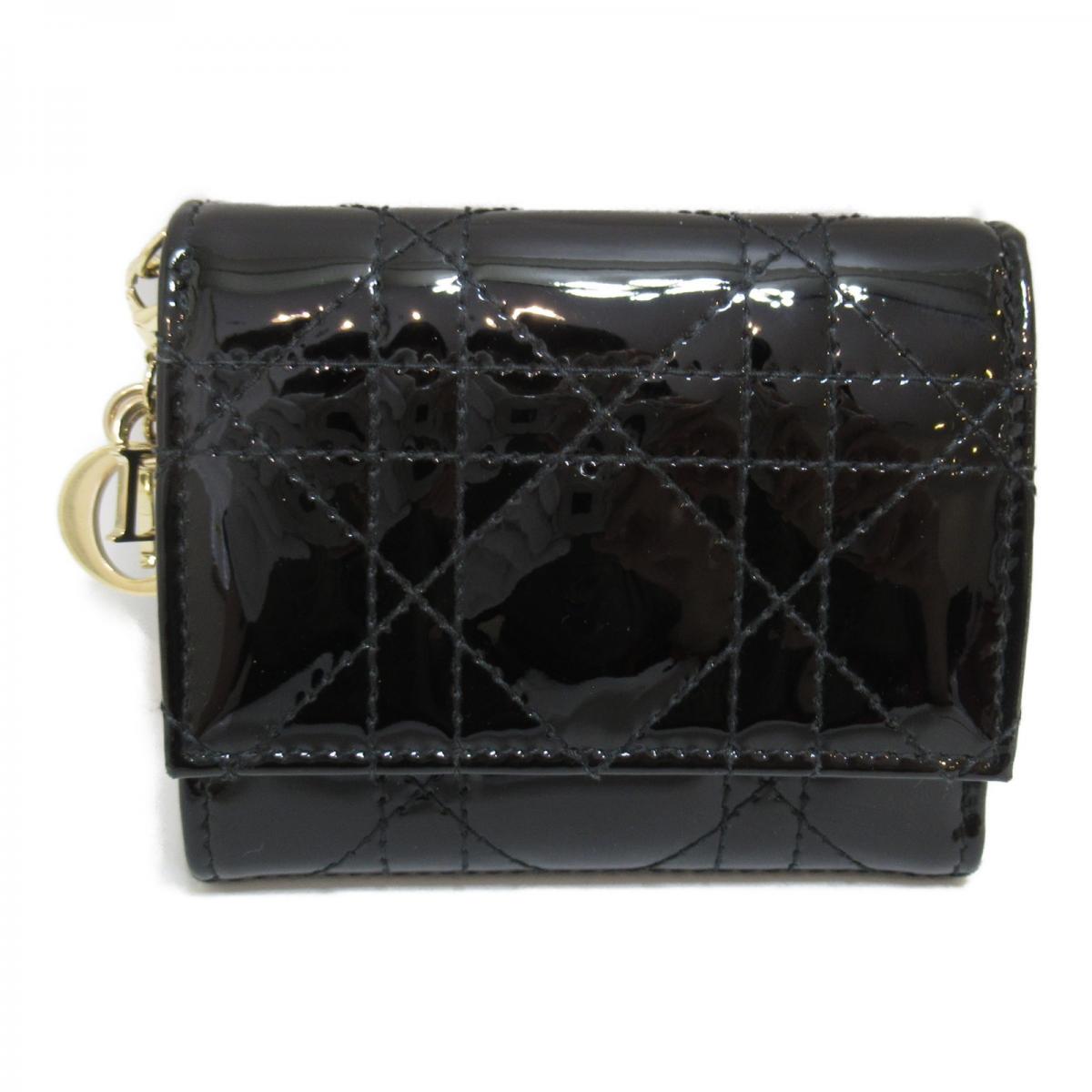 Cannage Patent Leather Trifold Wallet