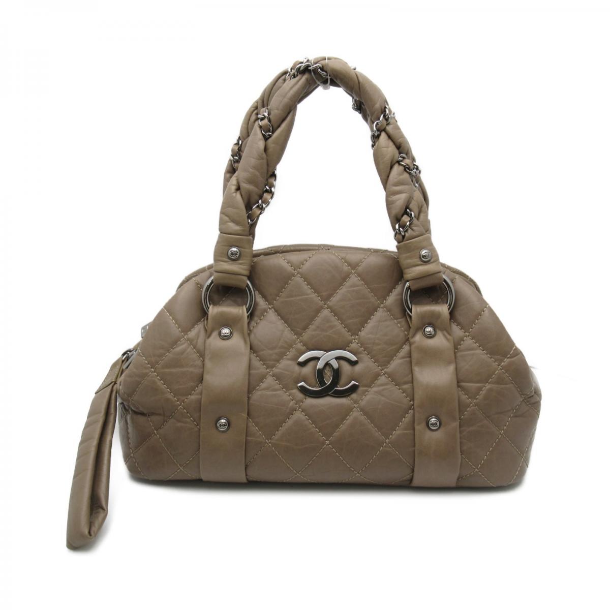 CC Quilted Leather Lady Braid Bowler Handbag
